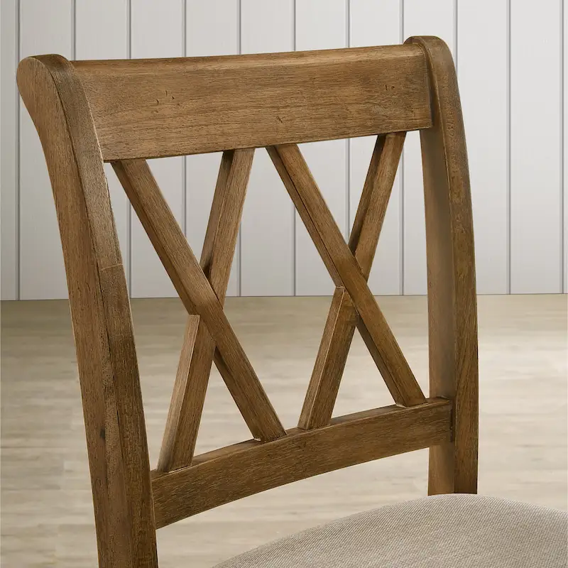 Wooden Round Dining Table and Chair Sets Rustic Farmhouse Dining Table and Chair Sets with Crossbuck Pedestal Table Base