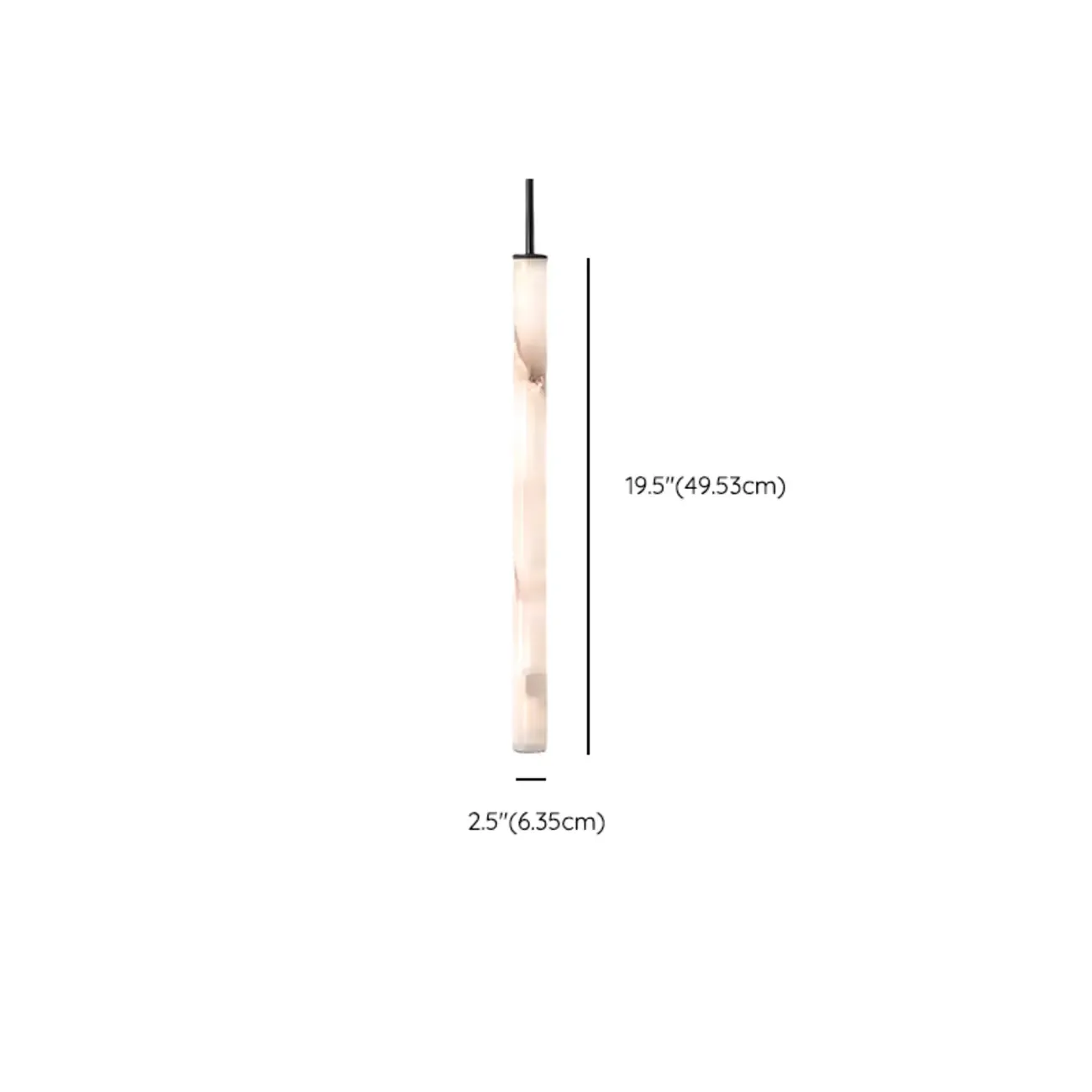 Modern Black Metal Alabaster Cylinder LED Pendant Light