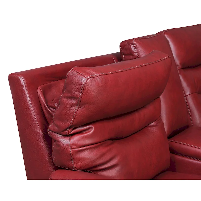Top Grain Leather Power Reclining Sofa – Brown / Red, 3-Seat