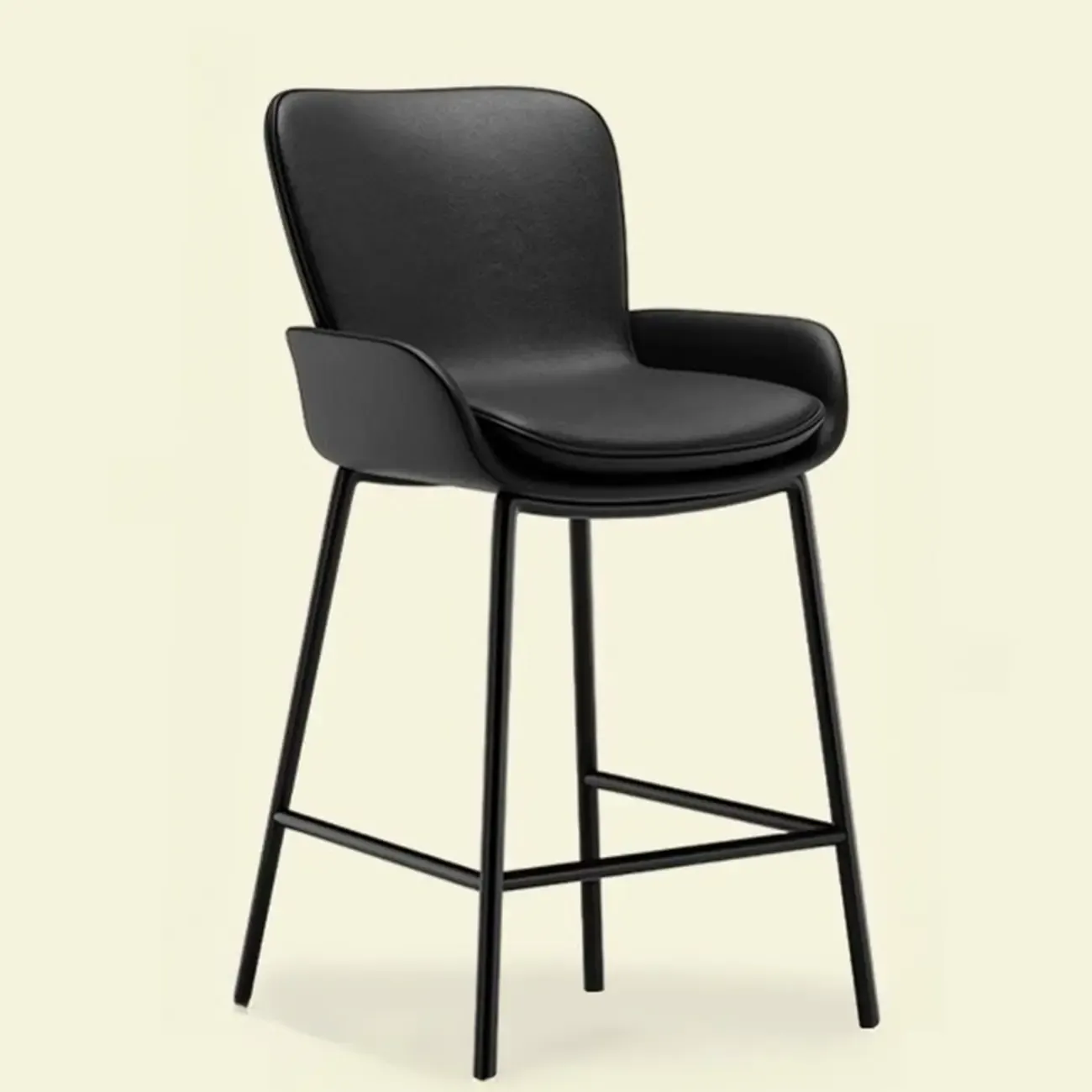 Coffee Bucket Four Legs Leather Counter Bar Stools