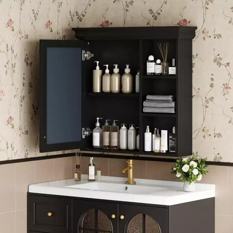 GDFStudio Bella 30 Modern Wall Mounted Bathroom Medicine Cabinet with Mirror and 3 Shelves