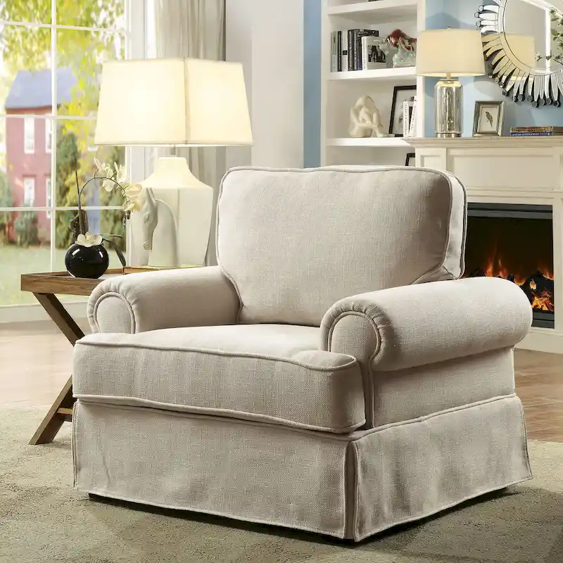 Cupa Transitional Linen Fabric Padded Accent Chair by Furniture of America