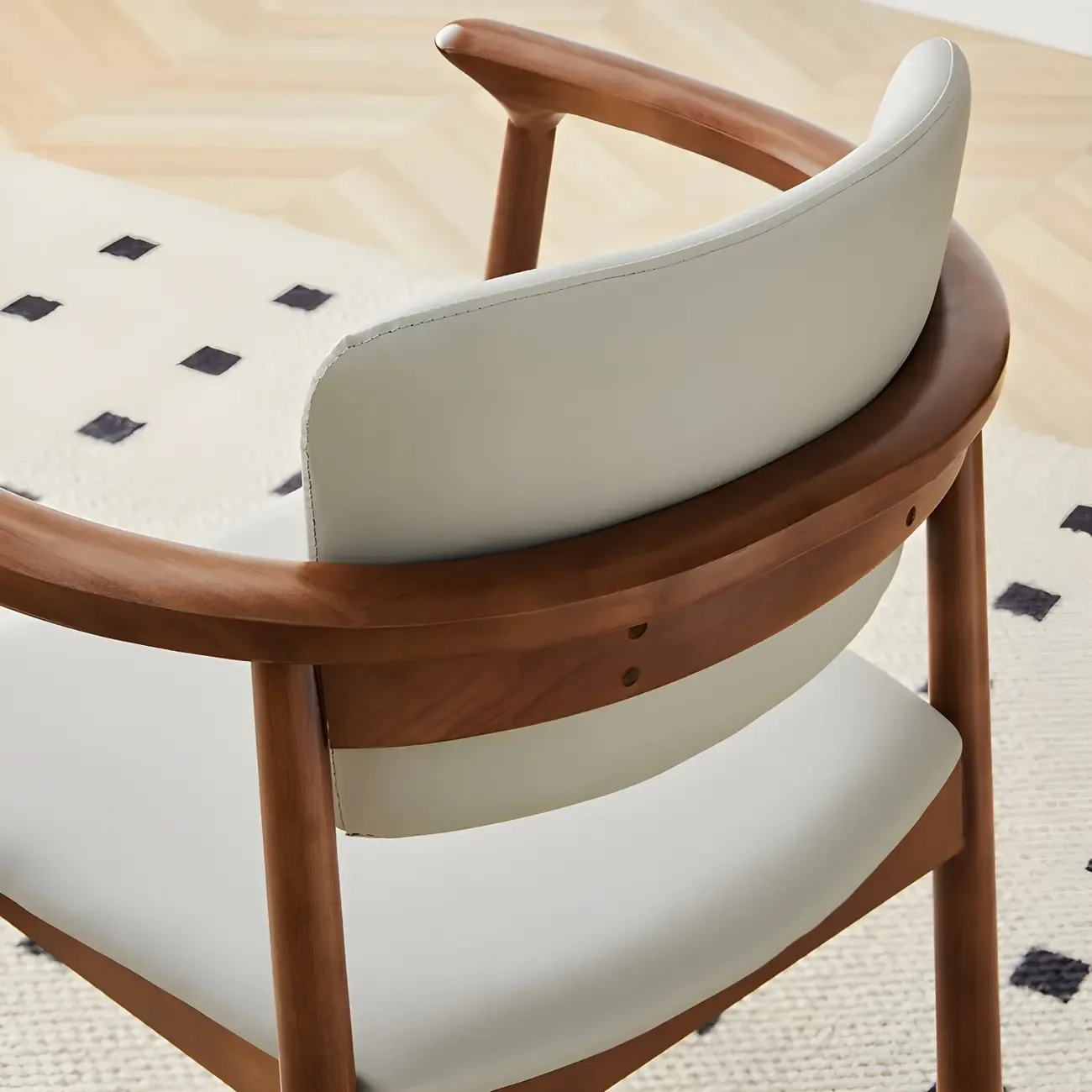 Modern Upholstered Rubberwood Arm Dining Chair Set of 2