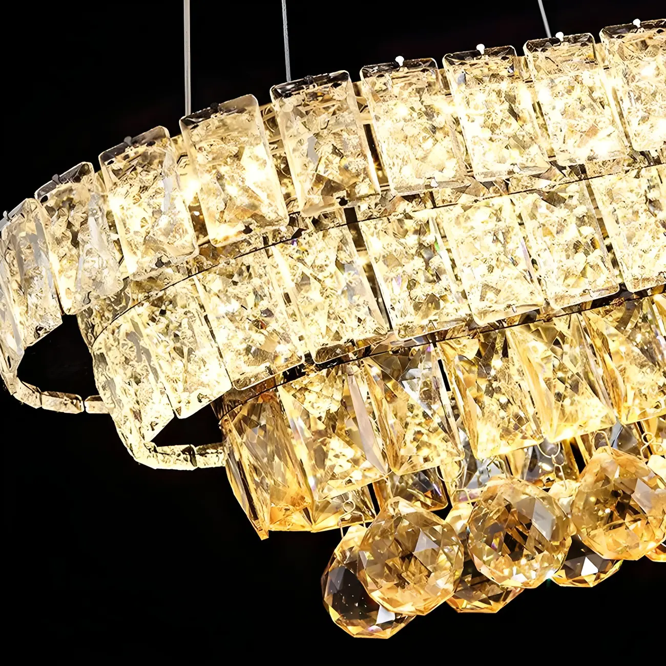 Elegant Gold/Silver Crystal Kitchen Island Pendant Light