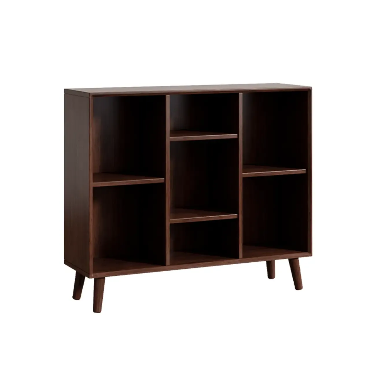 Modern Black Rubberwood Open Rectangle Bookcase