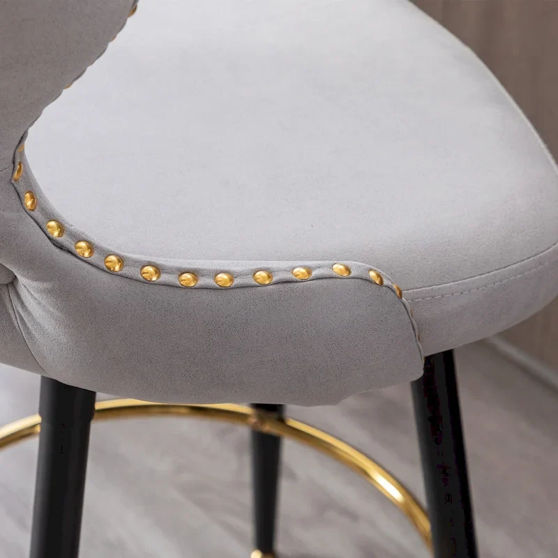 Swivel Bar Stools Set of 2, Upholstered Counter Stools with Metal Legs, Faux Leather Kitchen Barstools with Back