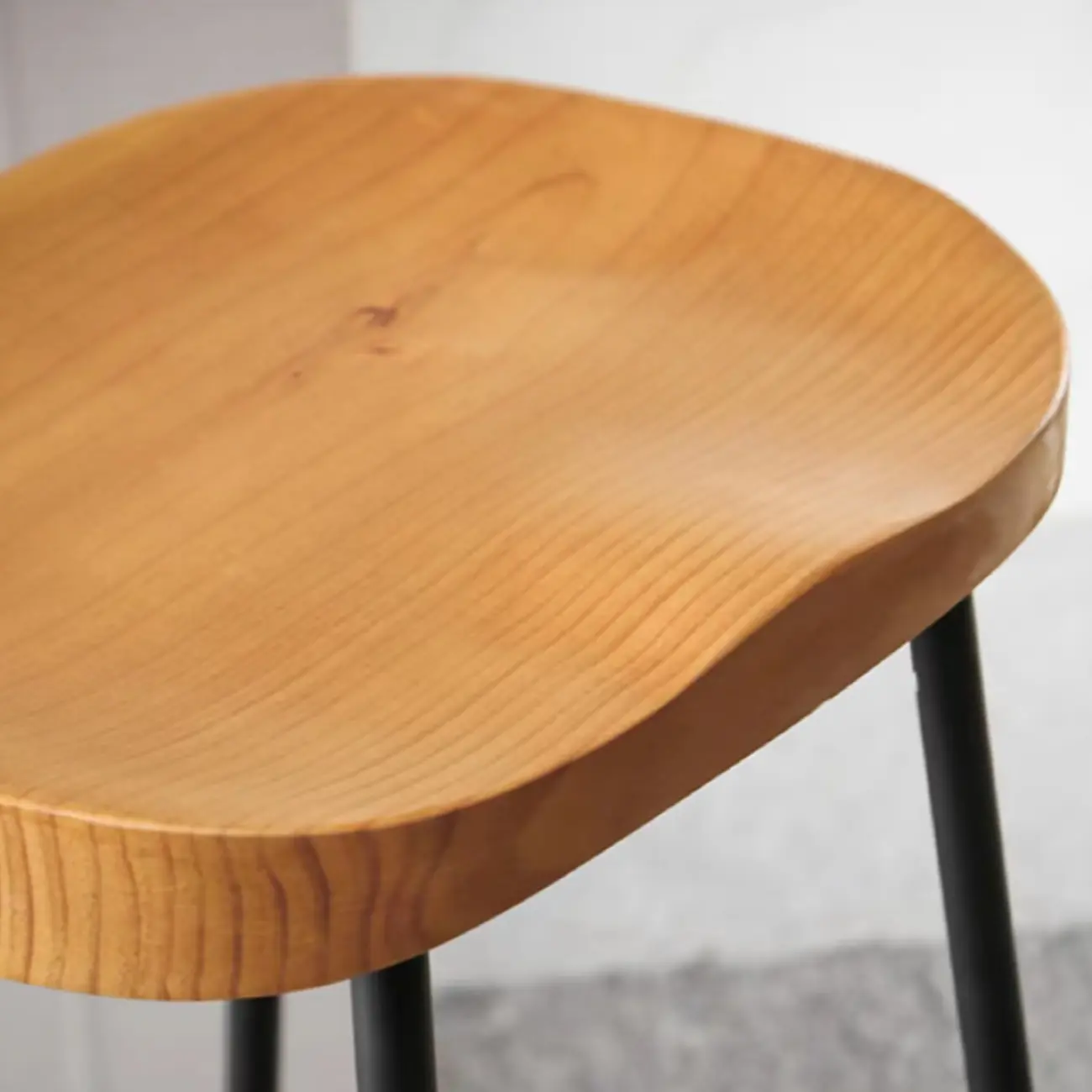 Natural Wood Saddle Seat Backless Counter Bar Stools