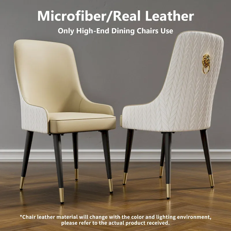 Modern PU Leather Dining Chair with Metal Legs - 17x17x36