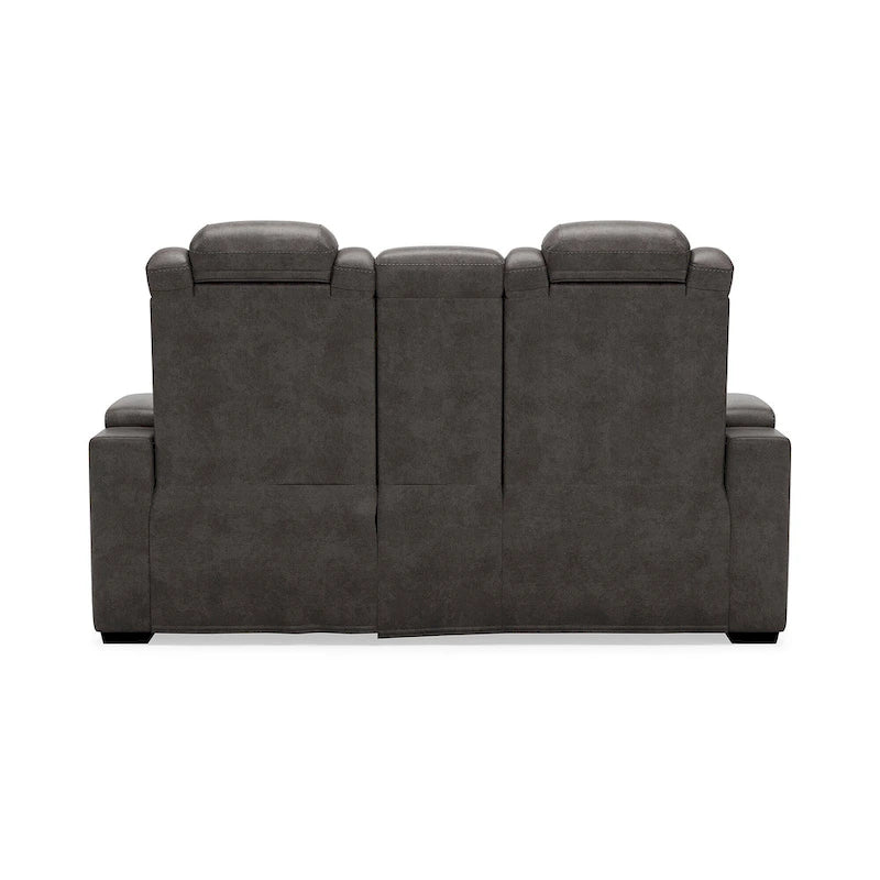 Signature Design by Ashley HyllMont Gray Power Reclining Loveseat with Console - 71.75 W x 39 D x 44 H