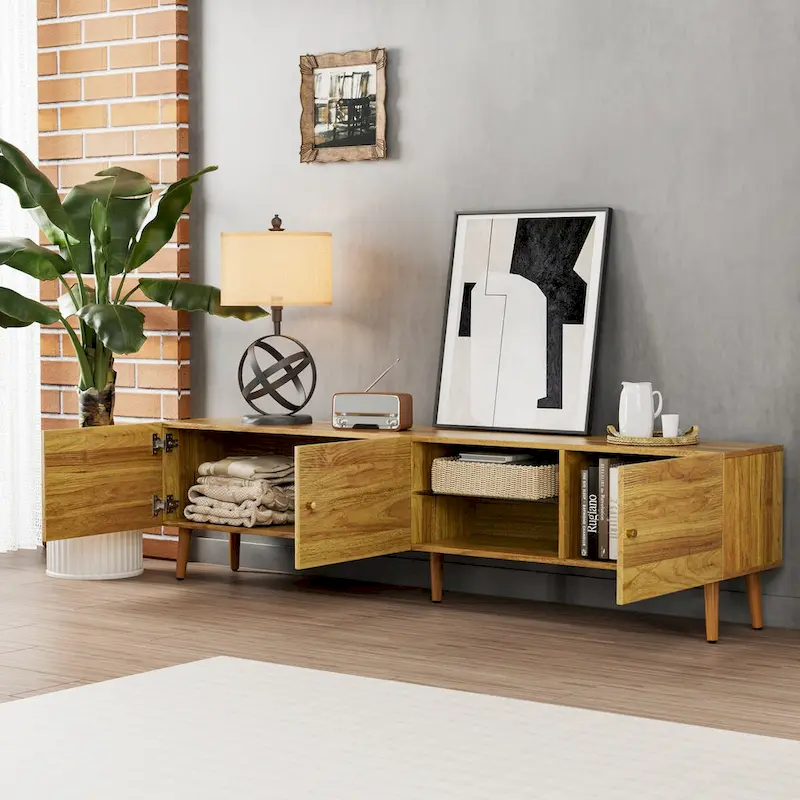 70 Mid-Century TV Media Console with 3-Door Storage