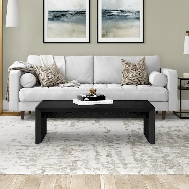 Natural Wood 48 Rectangular Coffee Table with Sled Base