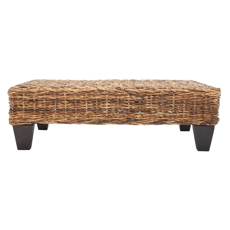 SAFAVIEH Caron Washed Natural Wicker Bench - 41  W x 28  D x 12  H - 41Wx28Dx12H