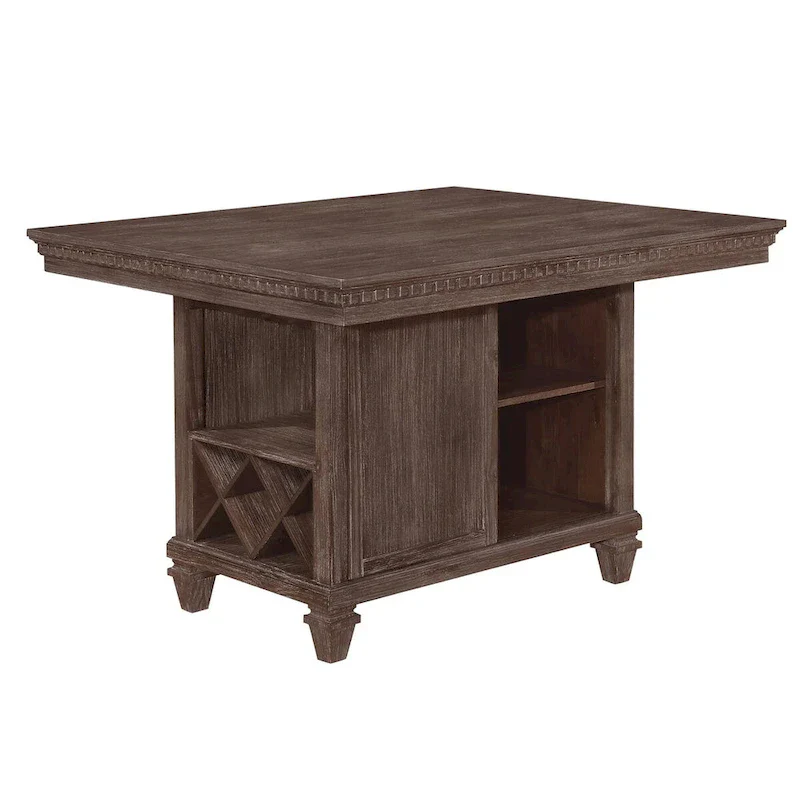 54-inch Counter Height Dining Table with Wine Rack and Sliding Doors - Warm Brown