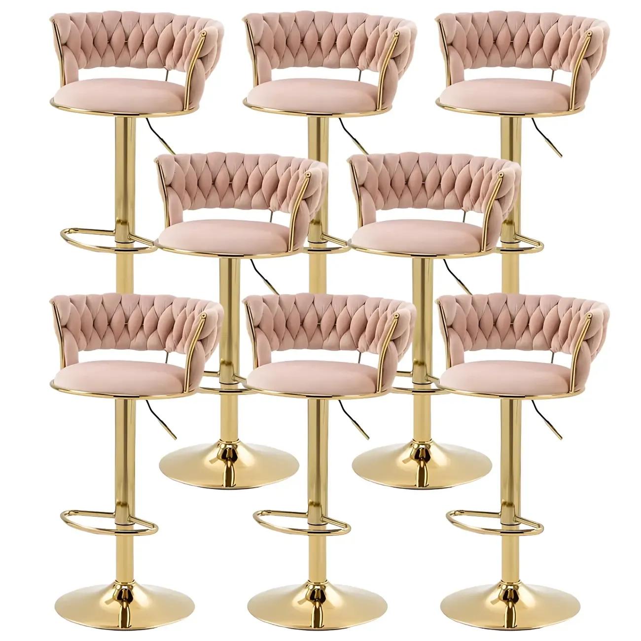 Gold Base Low Back Adjustable Swivel Bar Stool