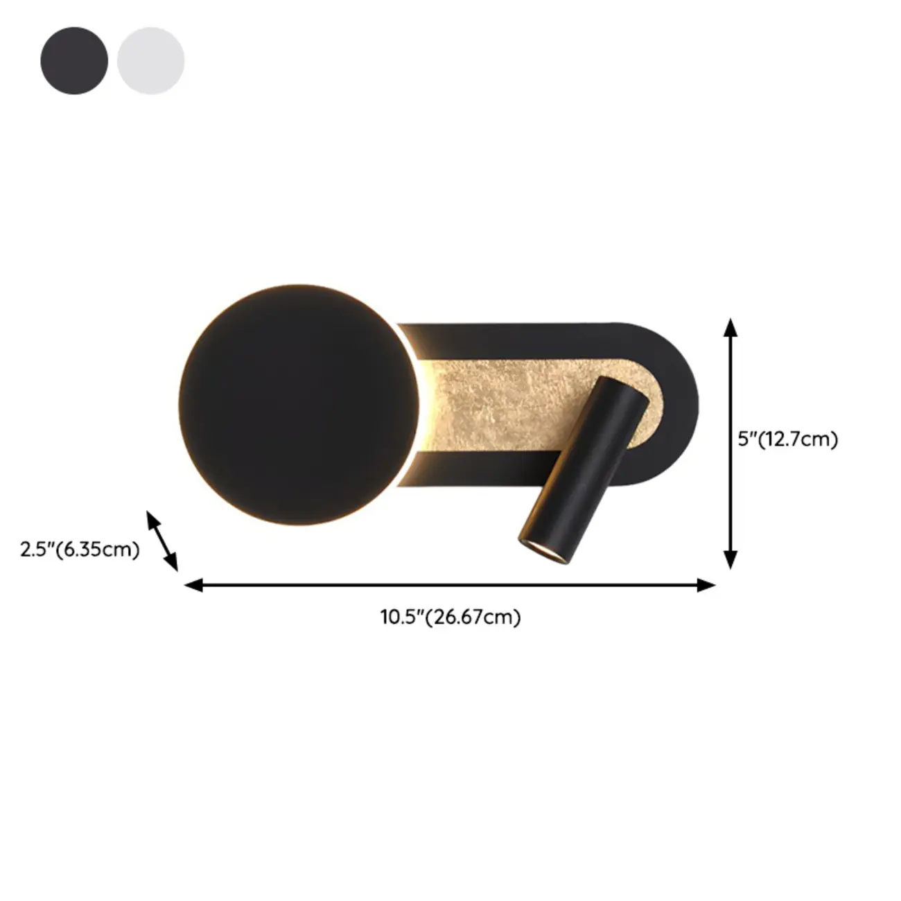 Mini Geometric 2-Light Black-Gold Wall Sconce in Rotatable