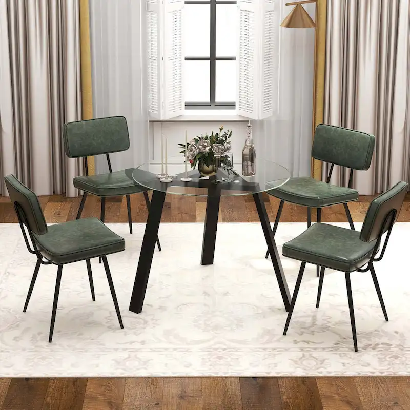 Costway Dining Chairs Set of 2 with PU Leather Cover Filled Sponge - See Details
