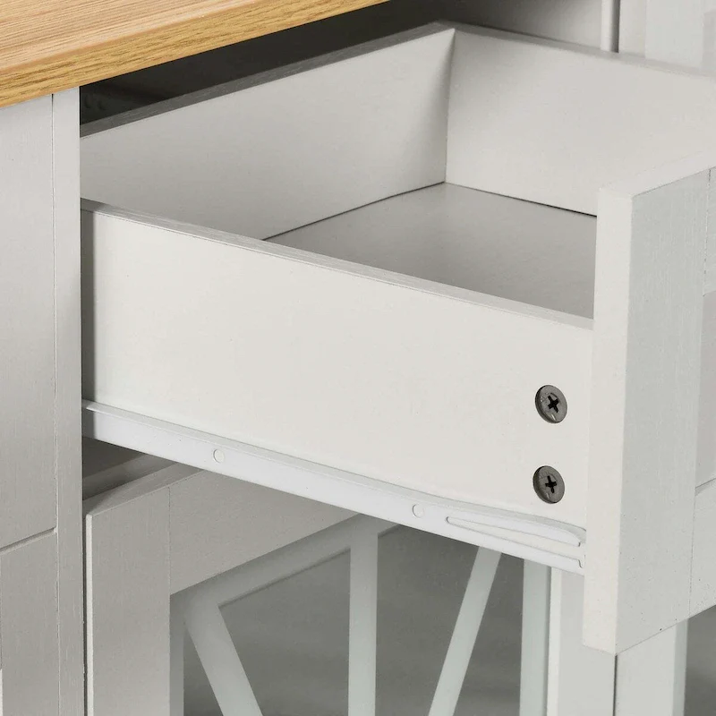 Moasis 47 Kitchen Island With Drop Leaf & 2 Bar Stools