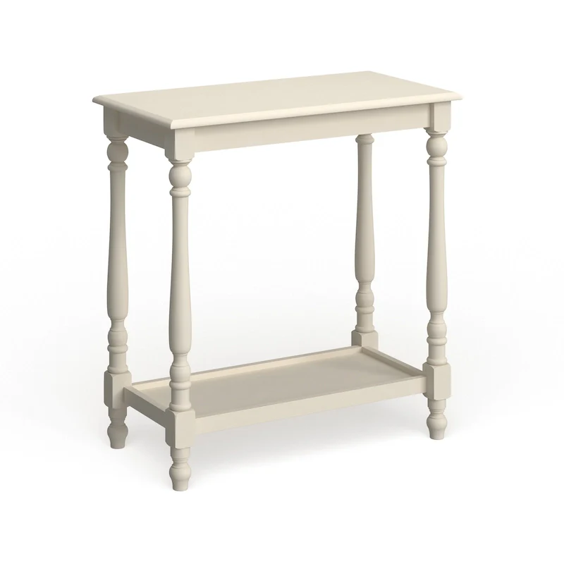 Quam Farmhouse White 25-inch Solid Wood 1-Shelf Side Table