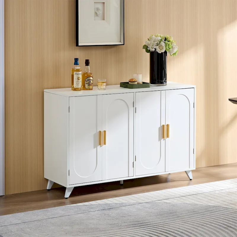 White 4-Door Sideboard Buffet with Adjustable Shelves