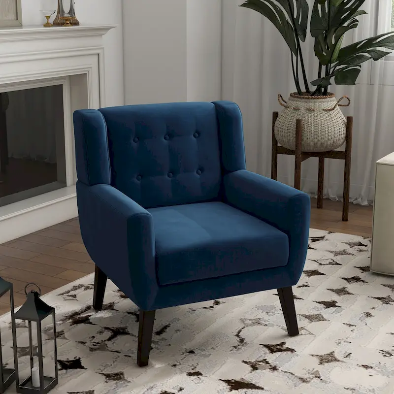 Velvet Accent Chair Living Room Upholstered Armchair