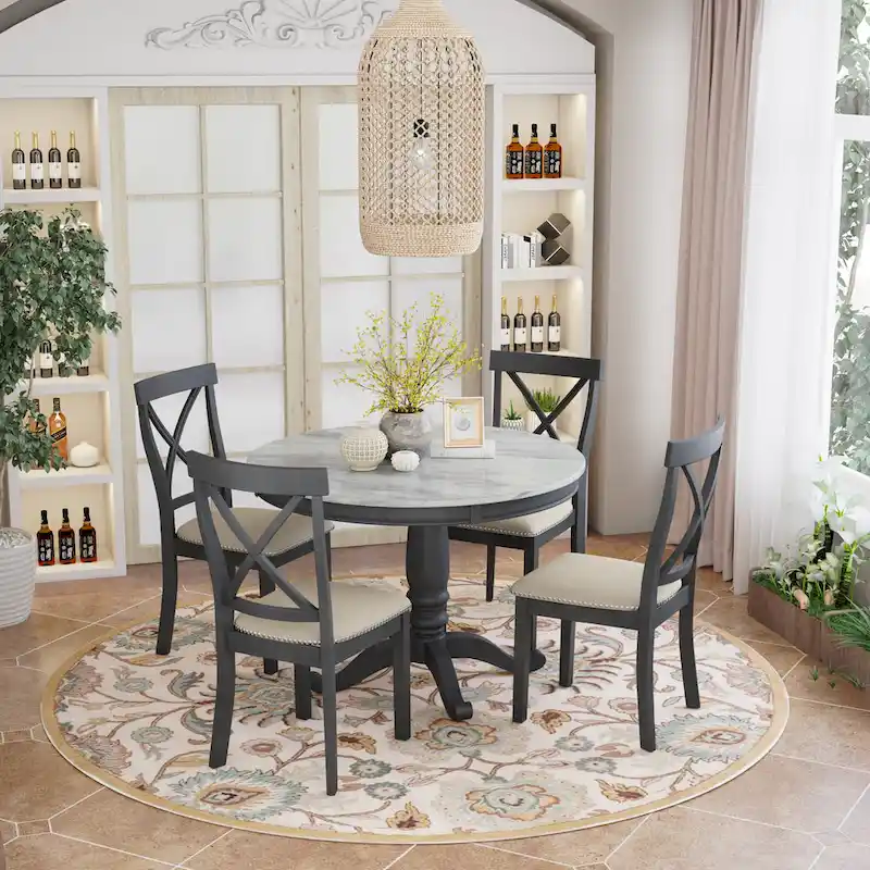 5 Pieces Dining Table and Chairs Set