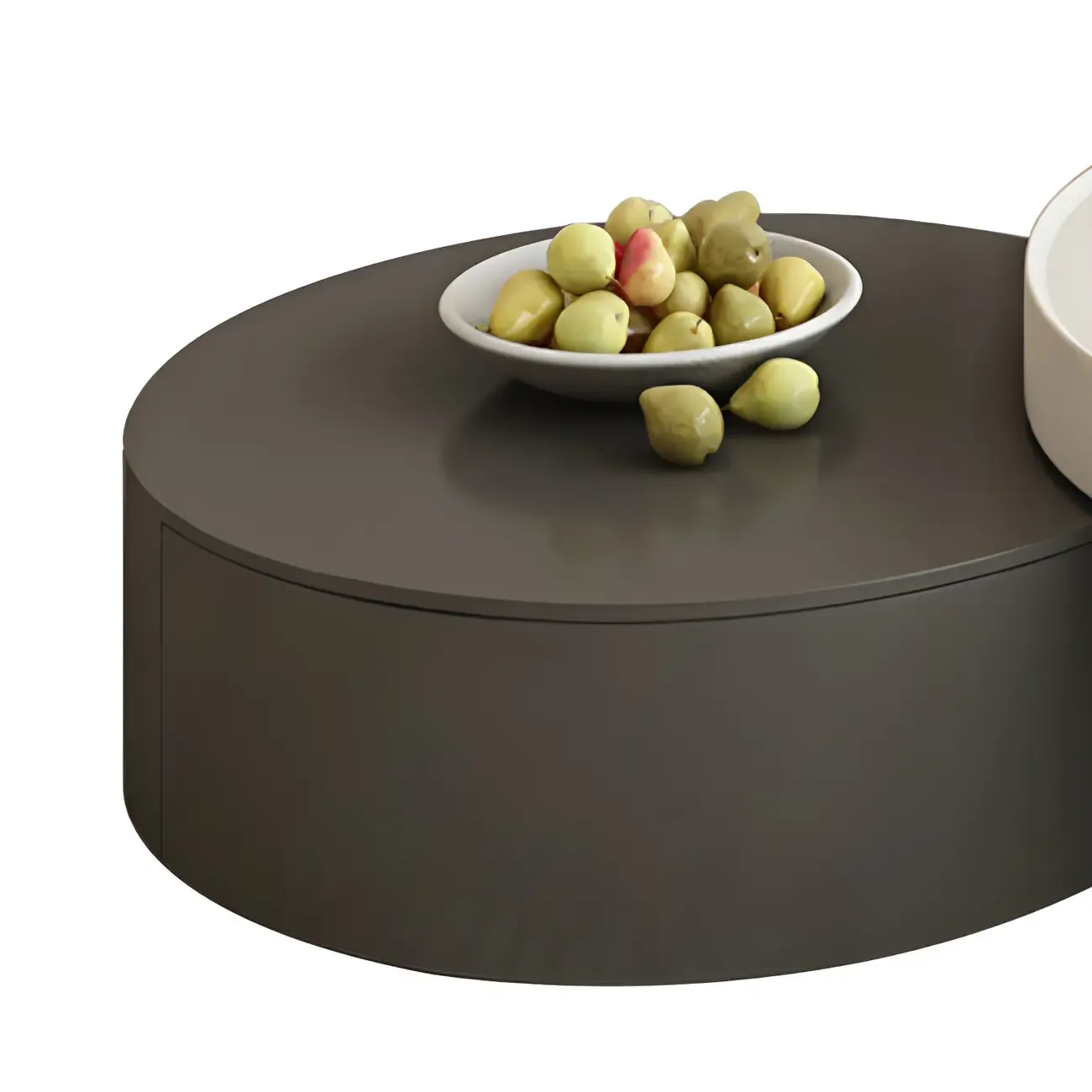 Grey Round Modern Wood Drawer Coffee Table