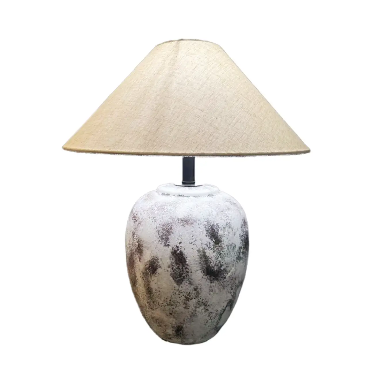 Ceramic Table Lamp with Cone Fabric Shade, LED Compatible