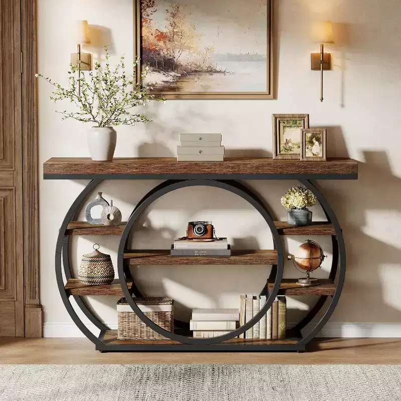 Lantine 47 Console Tables, 5-Tier Industrial Entryway Table, Narrow Sofa Table Behind Couch for Living Room, Hallway, Foyer