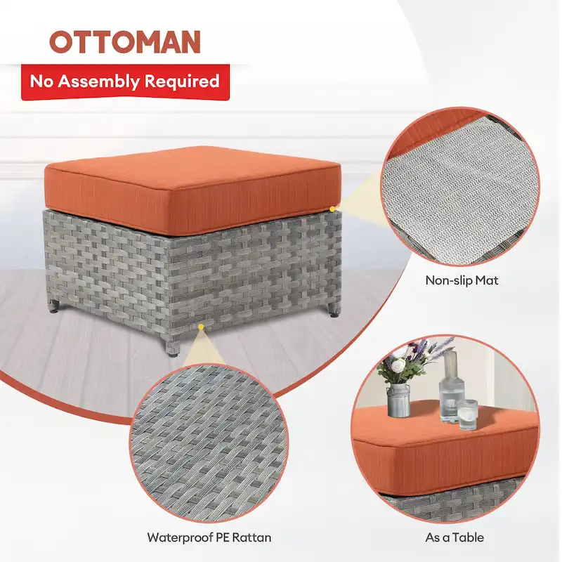 XIZZI 6-piece Patio Wicker Furniture Set with Coffee Table