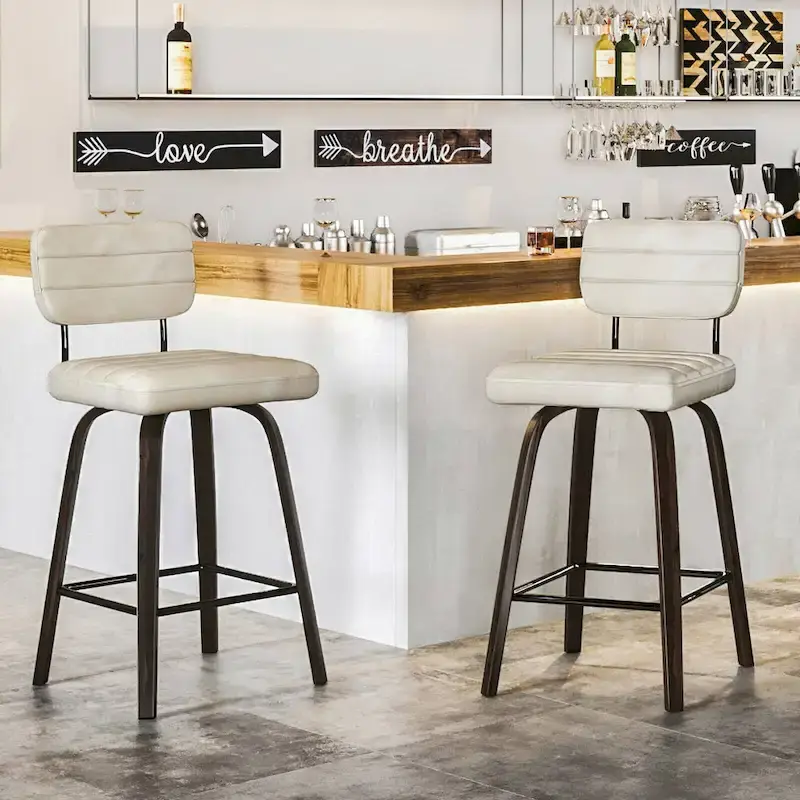 Swivel Counter Height Bar Stool with PU Leather Seat