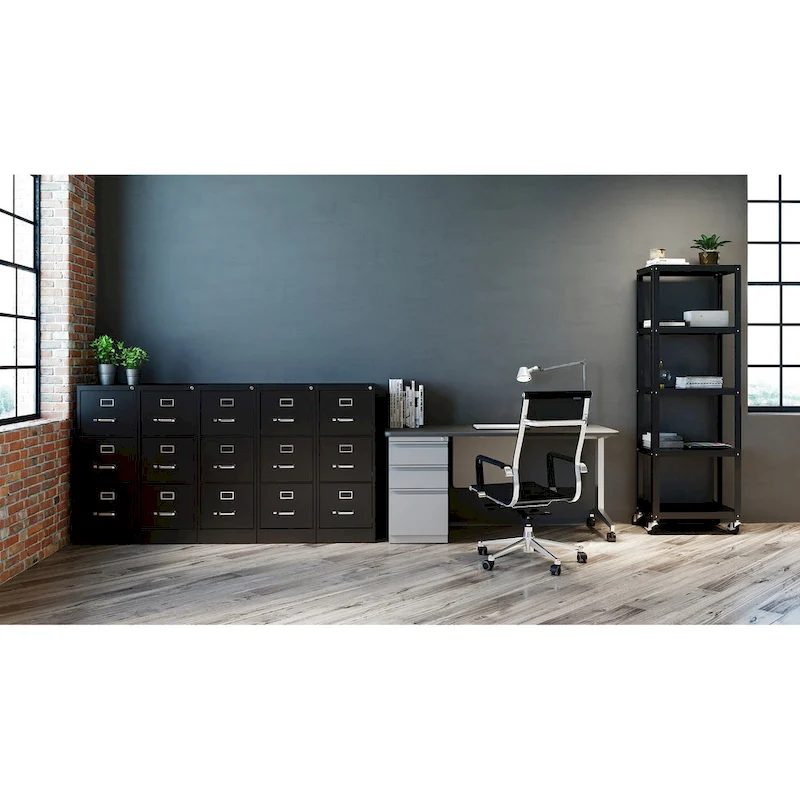 Vertical File Cabinet with Lock - Grey/Beige/Black, 3-Drawer