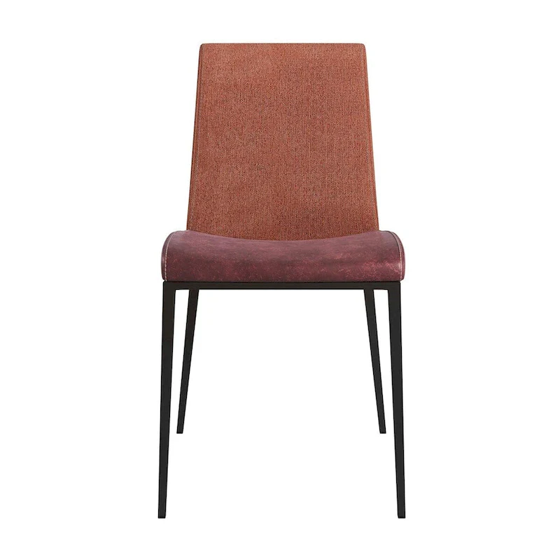 Dark Brown & Rust Faux Leather Dining Chairs, Set of 2