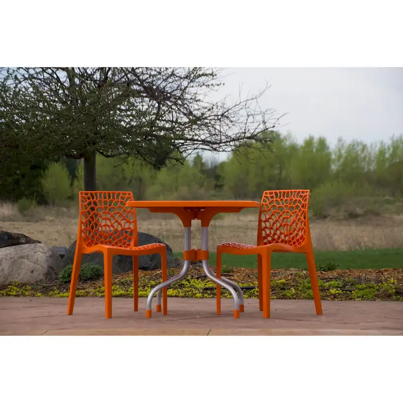 Lyra Square Table and Karissa Patio Chairs 3-Piece Outdoor Lounge Set