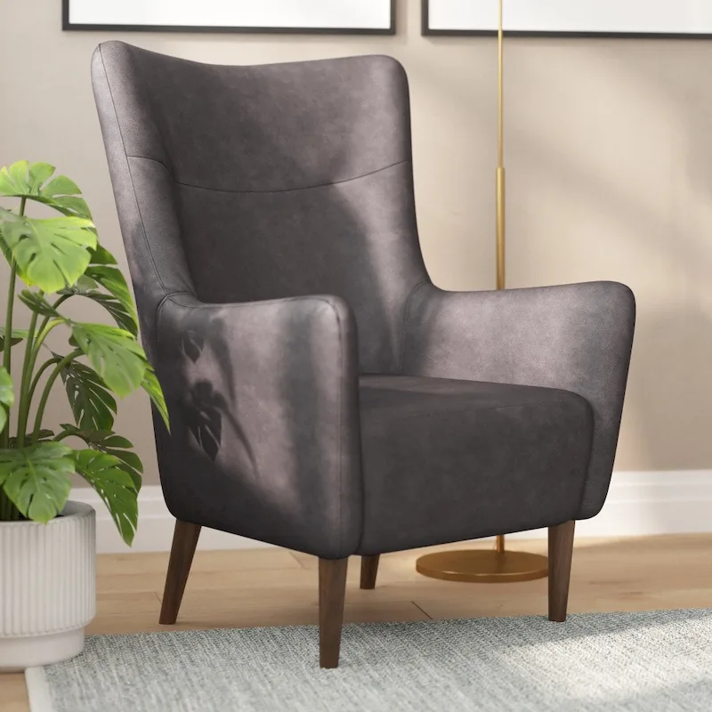 Upholstered Wingback Accent Chair with Wooden Frame and Legs
