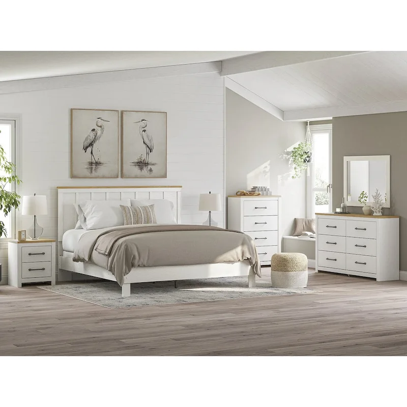 White & Brown Two-Tone Panel Headboard – Queen / King / Full