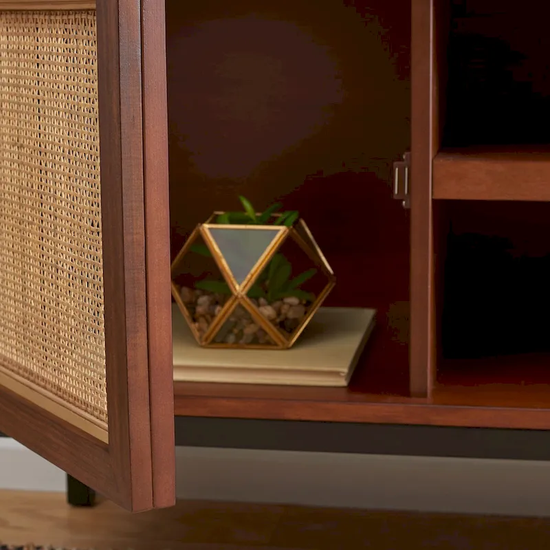 Cristen 1 Shelf Rattan Media Stand - 54  W x 15  D x 22  H - 54Wx15Dx22H