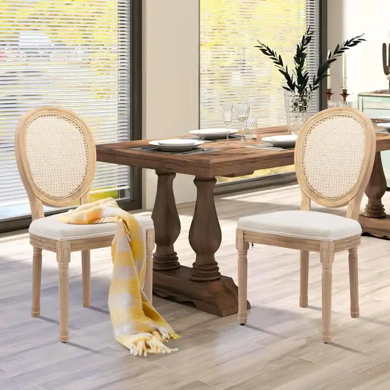 French Chair Dining Chair Solid Wood with Nailhead Trim Set of 2