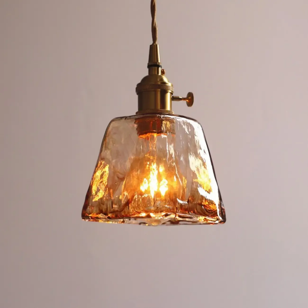 Modern Amber Glass Golden Kitchen Pendant Lighting
