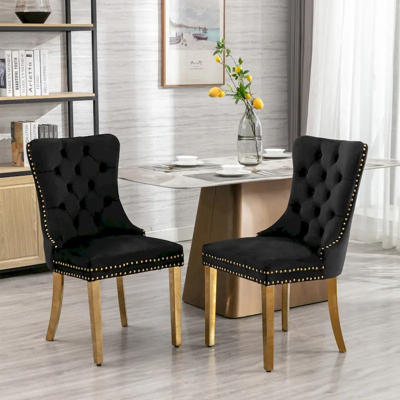 Velvet Upholstered Dining Chair with Chrome Stainless Steel Plating Legs