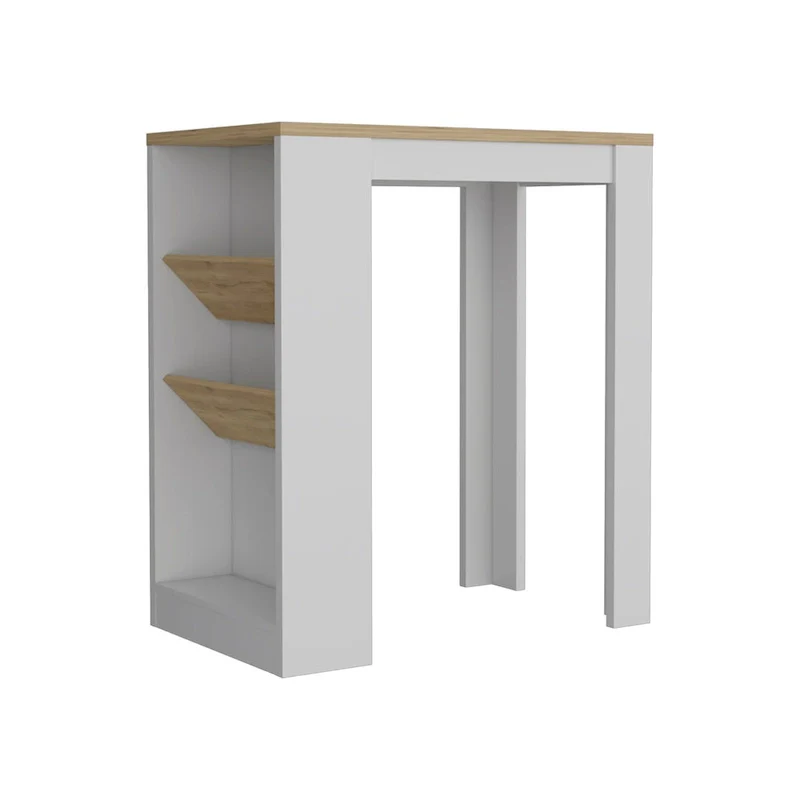 Kitchen Island Dozza, Three Shelves, Black Wengue / Light Oak Finish