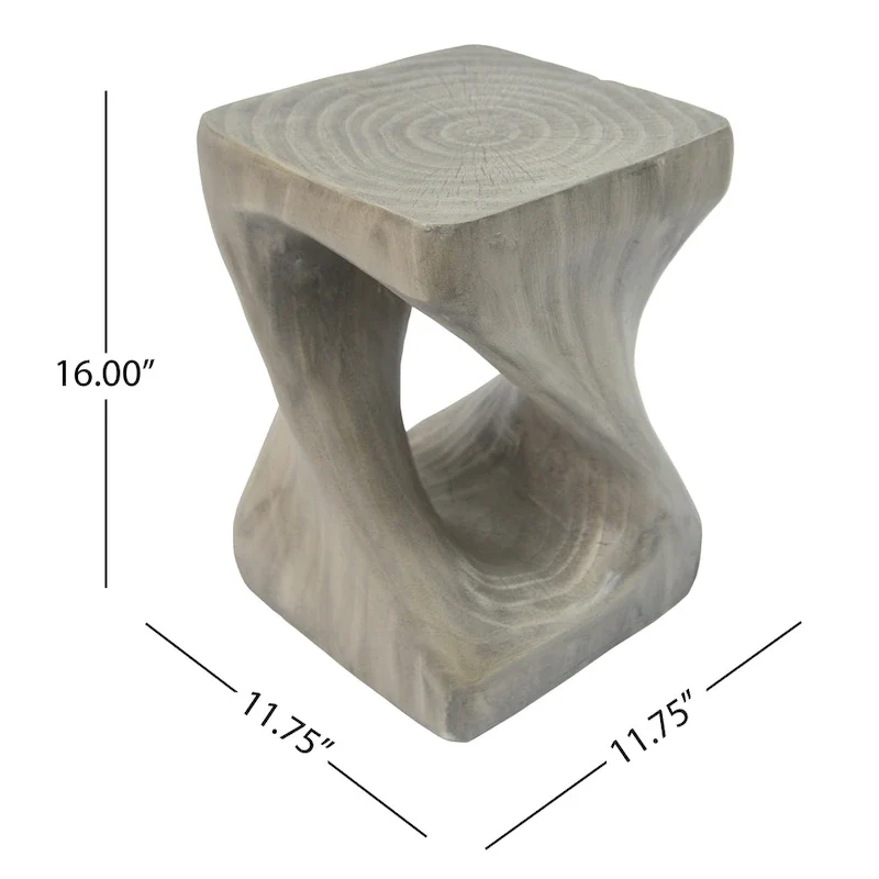 MGO Twist Shape Side Table, Wood-like Texture