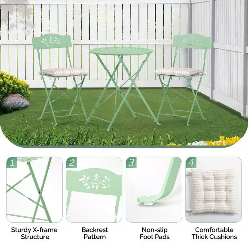 Karl Home 3-Piece Bistro Set With Seat Cushions