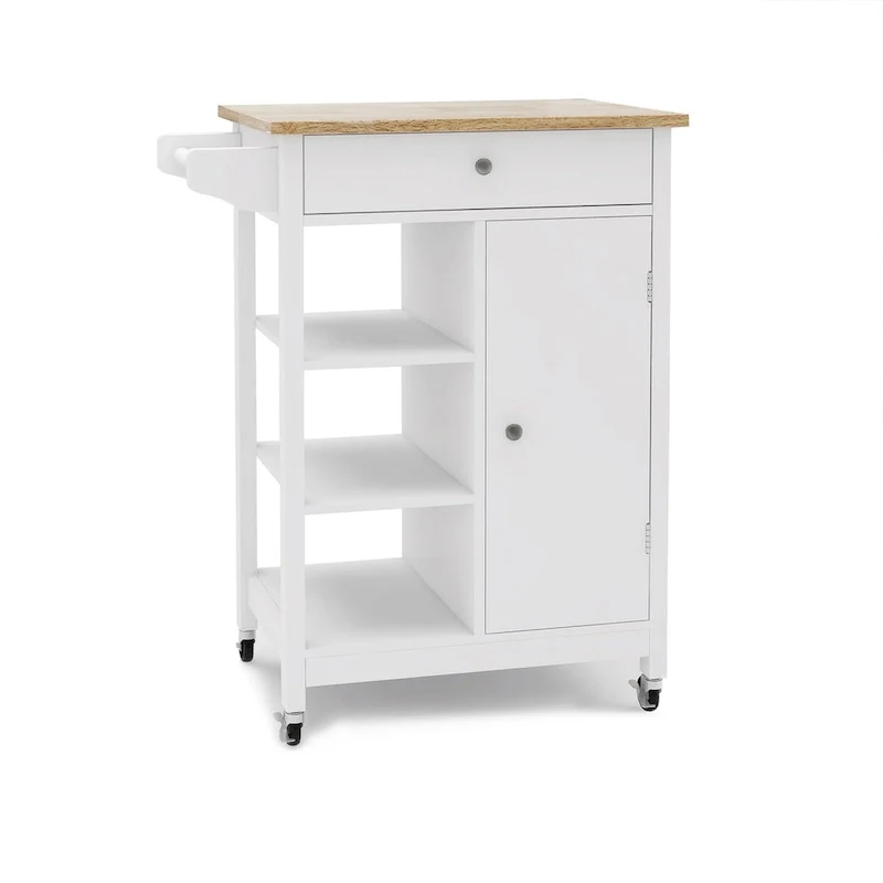 Kitchen Island Rolling Trolley Cart with Adjustable Shelves and Towel Rack - 25.98L * 15.55W * 34.06H