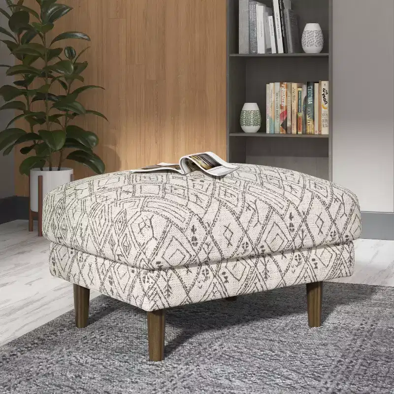 TUYOHW 26.8L Stylish Abstract Ottoman with Petroglyph Color Palette Design,Mid-Century Modern Accent Footrest Ottoman for Living Room,Home Decor