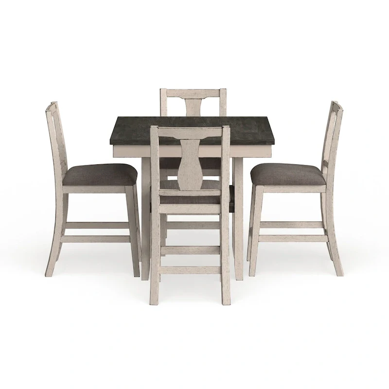 Merichleri Rustic Antique White Wood 5-Piece Counter Height Dining Set by Copper Grove