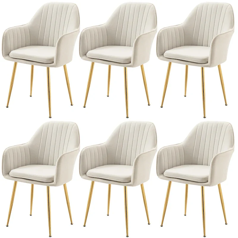 Upholstered Dining Chair (Set of 6) Velvet Accent Arm Chair