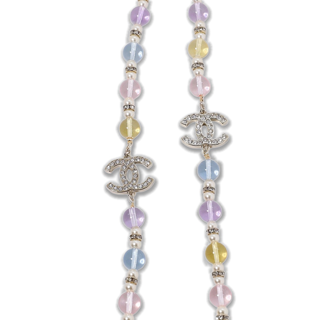 CCL119 Chanel Colorful crystal beads long chain sweater necklace - ccjewelryacc