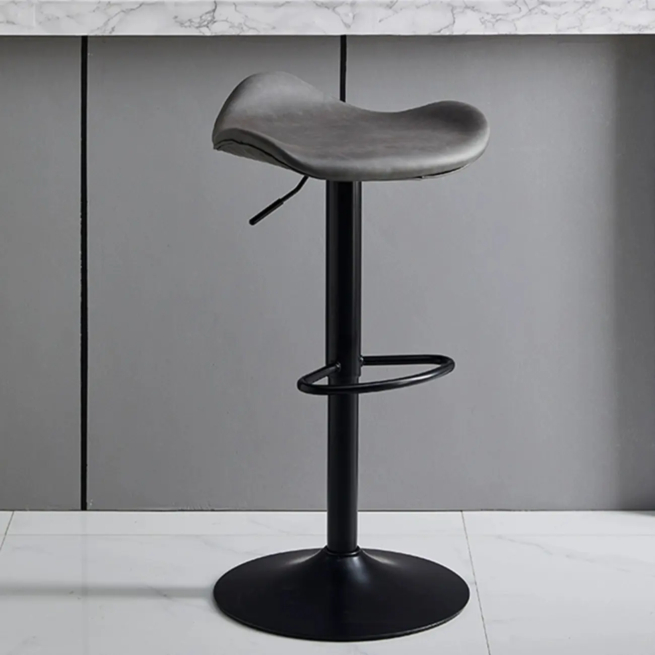 Saddle Black Pedestal Swivel Adjustable Bar Stool