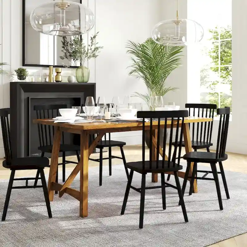 Solid Wood Commercial Grade Trestle Base Dining Table