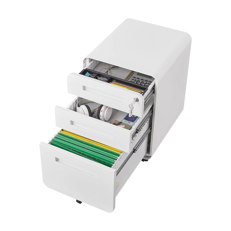 3-Drawer Mobile File Cabinet with 5 Wheel and Lock